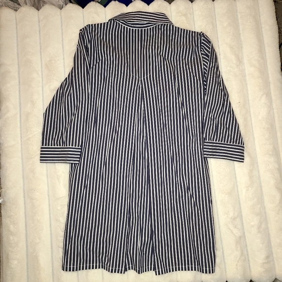 Kal Rieman Double blue and white Collar Button-Down  3/4 Sleeve Relaxed  Shirt - Picture 4 of 11